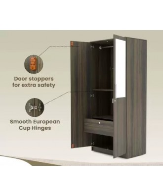 Flipkart Perfect Homes Julian Engineered Wood 2 Door Wardrobe with mirror walnut