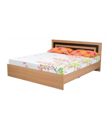 Cyril Engineered Wood Queen Size Bed in Teak Finish