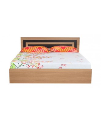 Cyril Engineered Wood Queen Size Bed in Teak Finish