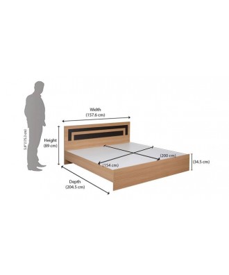 Cyril Engineered Wood Queen Size Bed in Teak Finish