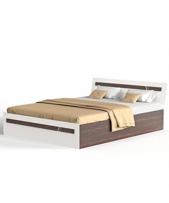 Pollo Engineered Wood Queen Size Box Storage Bed in Wenge & White Finish