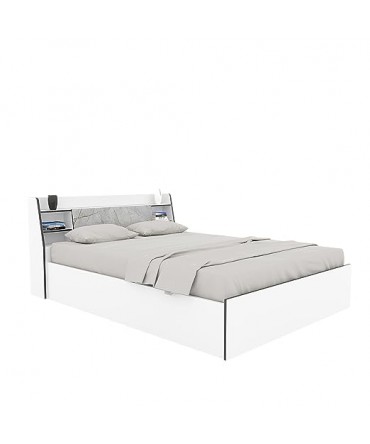 Marbito Engineered Wood King Size Box Storage Bed in White Finish