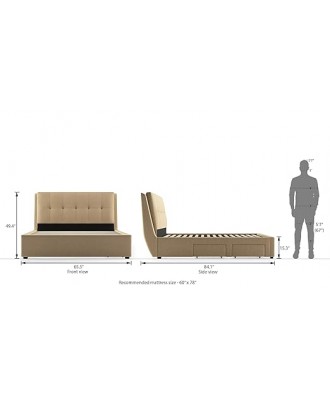 Bornholm upholstered storage bed (queen size bed, beige)