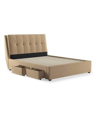 Bornholm upholstered storage bed (queen size bed, beige)