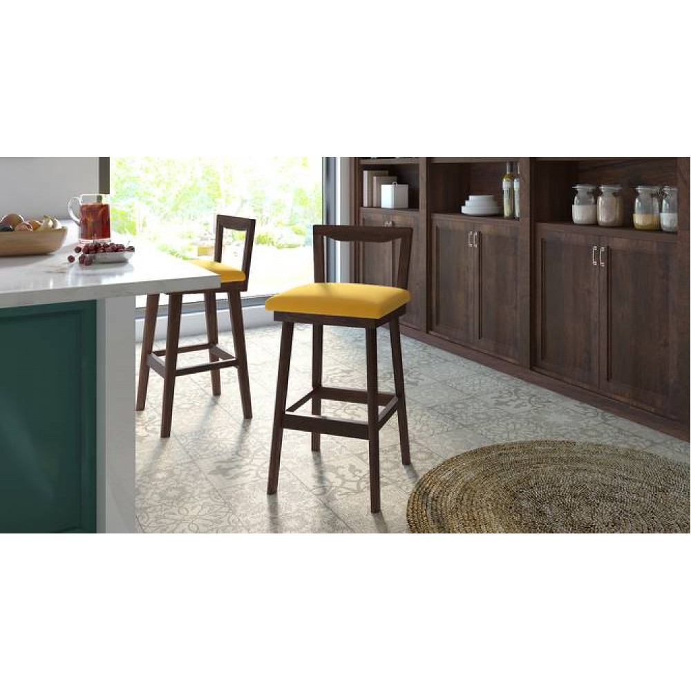 Homer bar stool (walnut finish, yellow)