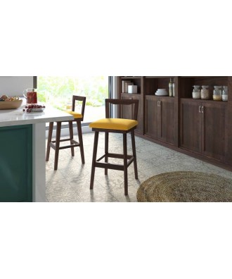 Homer bar stool (walnut finish, yellow)