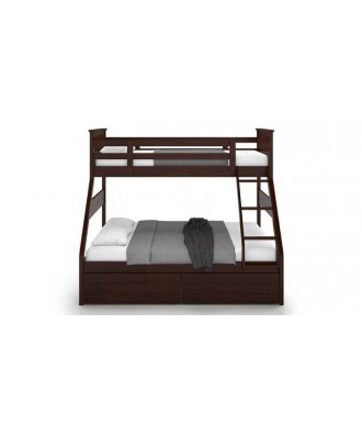 Barnley single over queen storage bunk bed in Dark walnut finish (queen bed size, dark walnut finish)