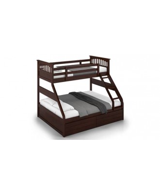 Barnley single over queen storage bunk bed in Dark walnut finish (queen bed size, dark walnut finish)