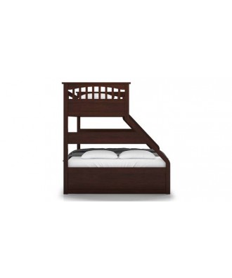 Barnley single over queen storage bunk bed in Dark walnut finish (queen bed size, dark walnut finish)