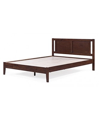 Brandenberg Solid Wood King Size Non Storage Bed in Dark Walnut Finish