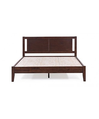 Brandenberg Solid Wood King Size Non Storage Bed in Dark Walnut Finish