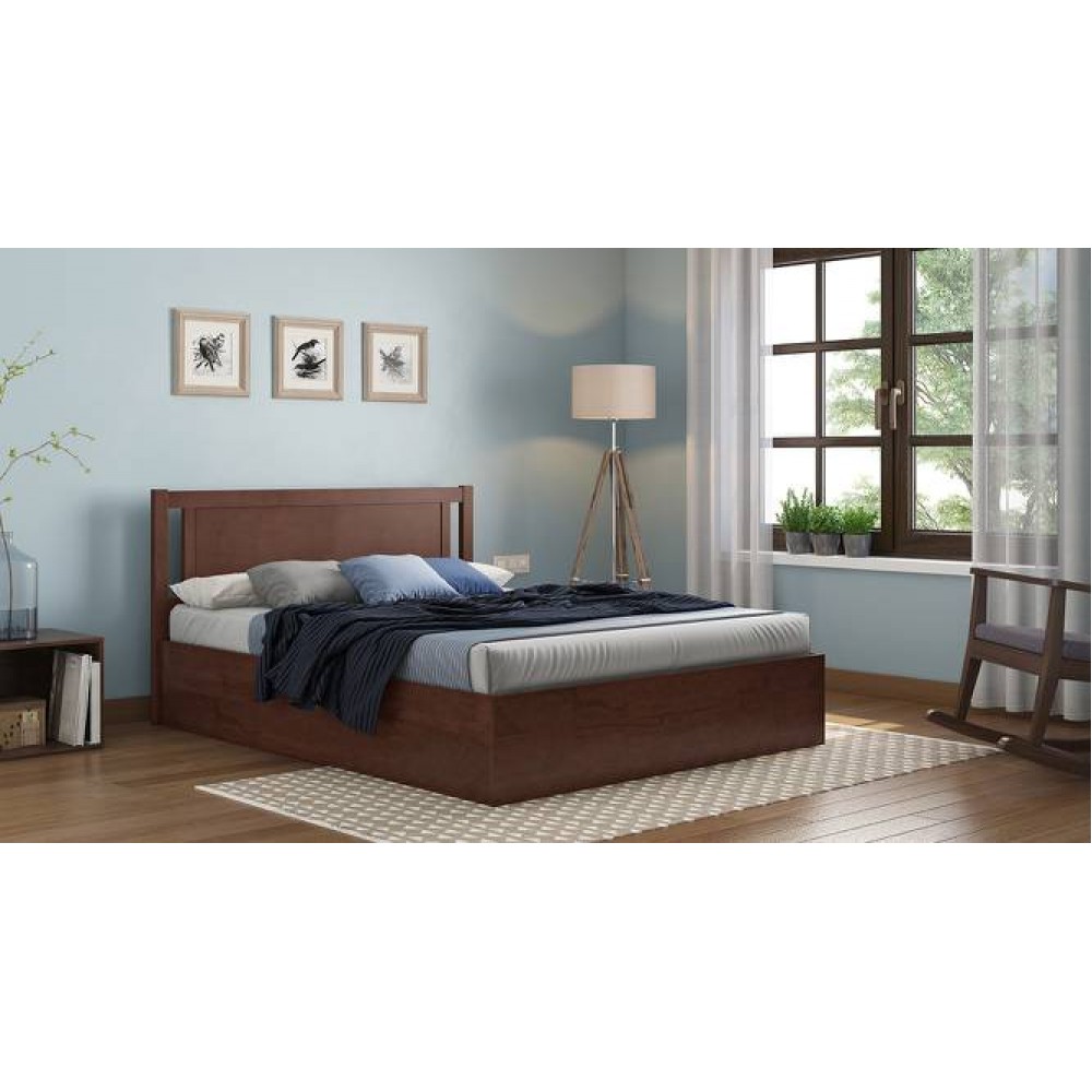 Brandenberg Solid Wood King Size Non Storage Bed in Dark Walnut Finish