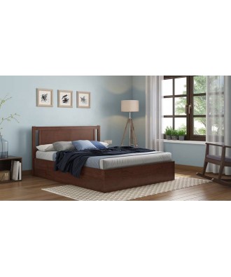 Brandenberg Solid Wood King Size Non Storage Bed in Dark Walnut Finish