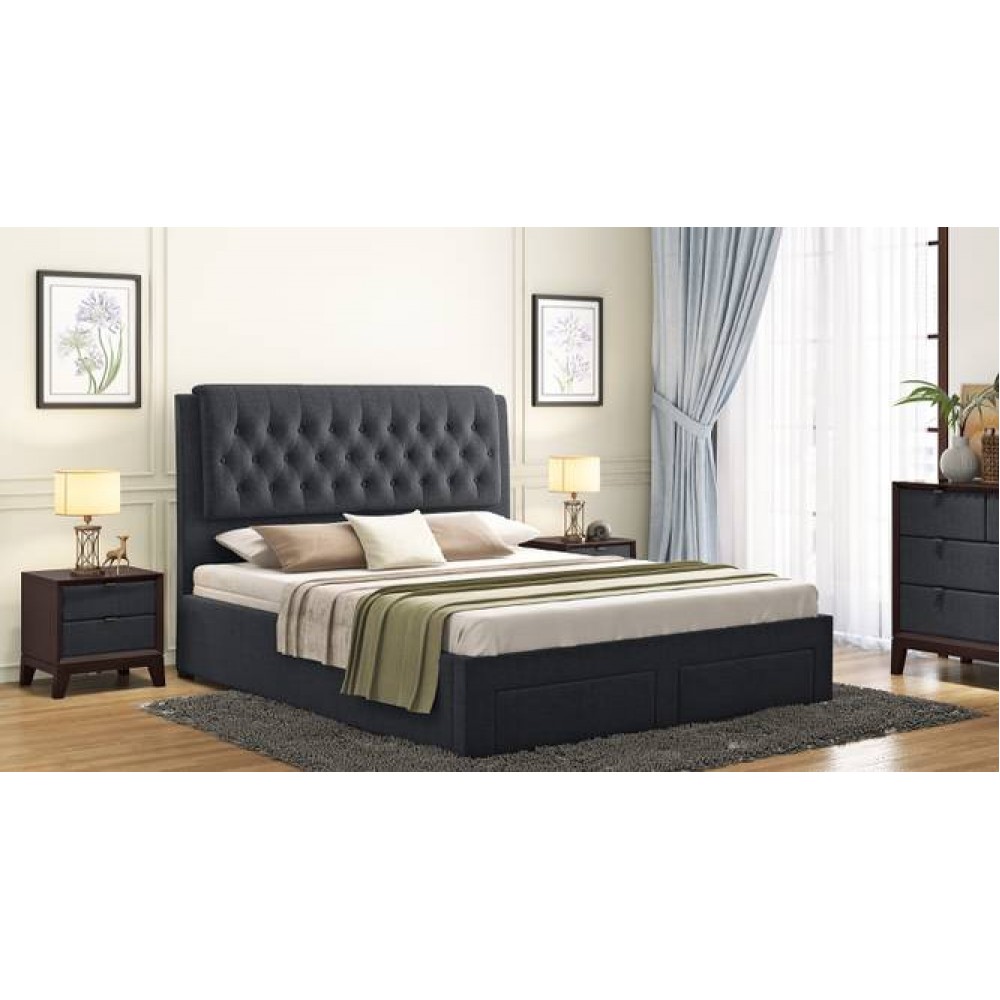 Cassiope Engineered Wood King Size Drawer Storage Upholstered Bed in Finish