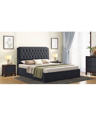 Cassiope Engineered Wood King Size Drawer Storage Upholstered Bed in Finish