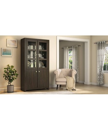 Theodore Two Glass Door display cabinet(Dark wenge finish)