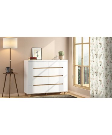 Oslo high gloss chest of Eight Drawers (white finish)