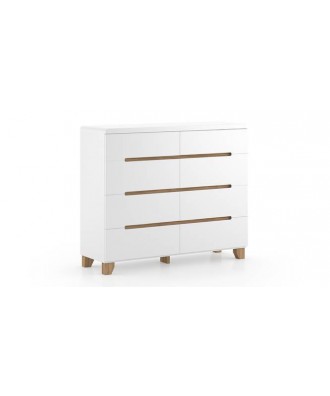 Oslo high gloss chest of Eight Drawers (white finish)