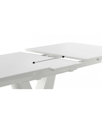 Caribu 4 to 6 extendable dining table, Finish - White