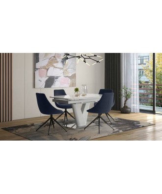 Caribu 4 to 6 extendable dining table, Finish - White