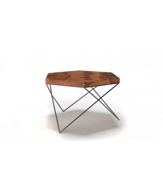 Dyson Abstract Metal Coffee Table in Teak Finish