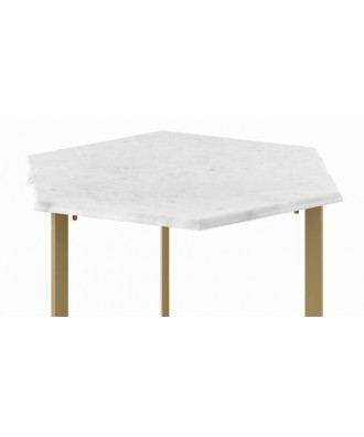 Hexa Stone Side Table in Brass Finish