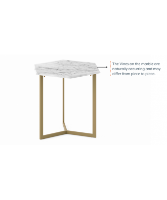 Hexa Stone Side Table in Brass Finish