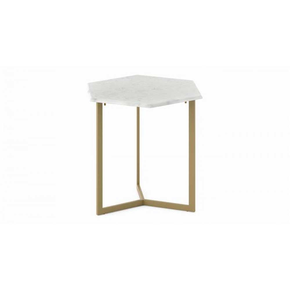 Hexa Stone Side Table in Brass Finish