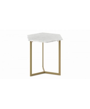 Hexa Stone Side Table in Brass Finish