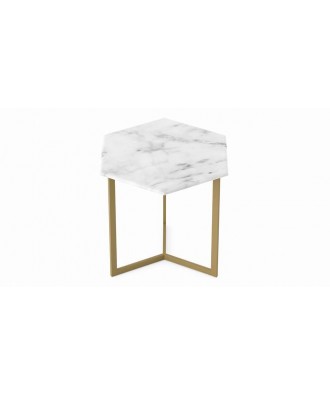 Hexa Stone Side Table in Brass Finish