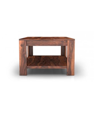 Striado Rectangular Solid Wood Coffee Table in Teak Finish