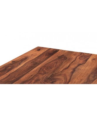 Striado Rectangular Solid Wood Coffee Table in Teak Finish