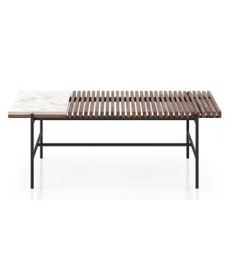 Lopez Rectangular Solid Wood Coffee Table in Teak Finish