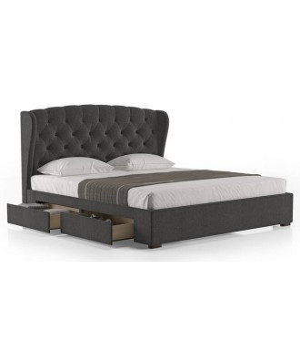 Holmebrook Engineered Wood King Size Drawer Storage Upholstered Bed In Finish charcoal grey