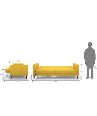 Felicity 3 Seater Sofa cum Bed In Yellow Colour