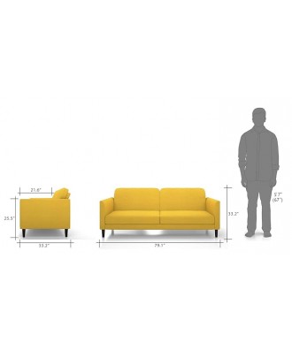 Felicity 3 Seater Sofa cum Bed In Yellow Colour