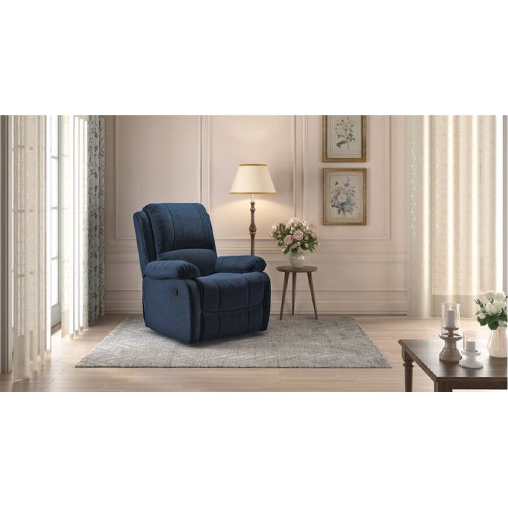 Lebowski Fabric One Seater Manual Recliner in Cobalt Fabric Colour