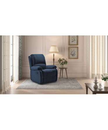 Lebowski Fabric One Seater Manual Recliner in Cobalt Fabric Colour