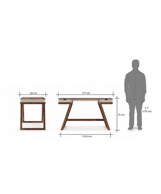 Truman study table(Teak finish, creamy crust)