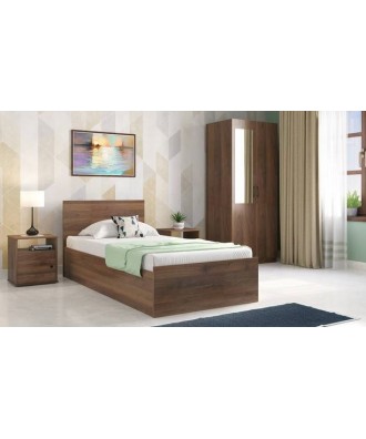 Zoey Engineered Wood Single Size Box Storage Bed In Classic Walnut Finish