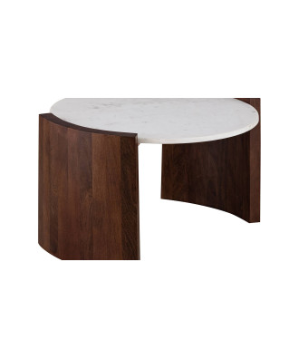 Round Stone Coffee Table In Natural Finish