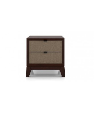 Martino upholstered Bedside Table (Grey, Dark walnut finish)