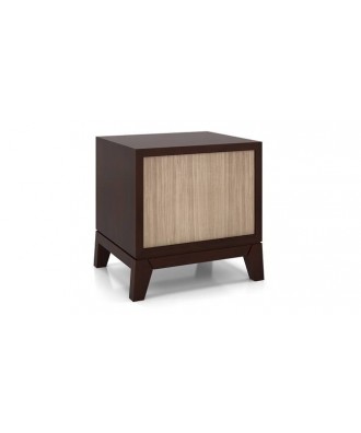 Martino upholstered Bedside Table (Grey, Dark walnut finish)