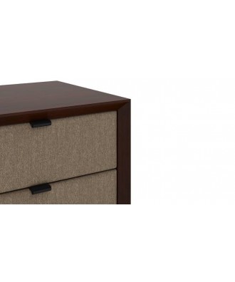 Martino upholstered Bedside Table (Grey, Dark walnut finish)